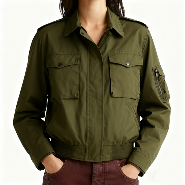 Olive Green Utility Cropped Jacket
